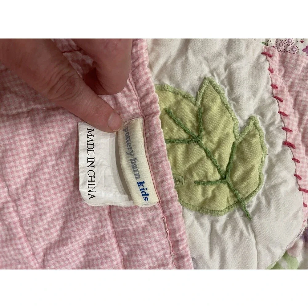 Pottery Barn Kids Twin Pink Patchwork Floral Quilt Reversible 68x86
